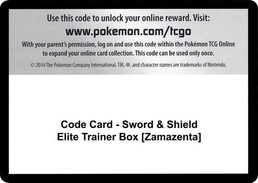 Code Card - Sword & Shield Elite Trainer Box [Zamazenta] Code Card Sword & Shield Base Set Pokémon card