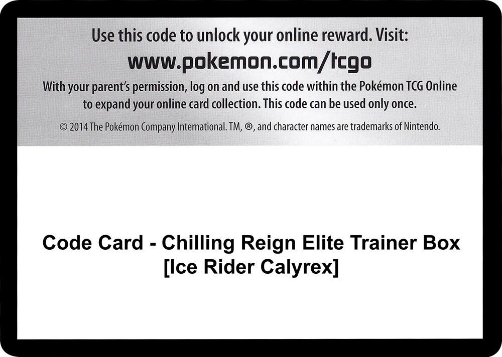 Code Card - Chilling Reign Elite Trainer Box [Ice Rider Calyrex] - Code Card SWSH06: Chilling Reign