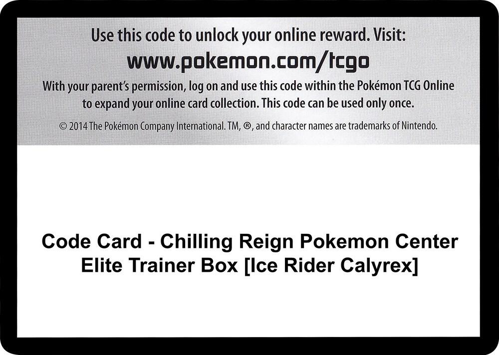 Code Card - Chilling Reign Pokemon Center Elite Trainer Box [Ice Rider Calyrex] - Code Card SWSH06: Chilling Reign