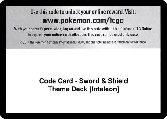 Code Card - Sword & Shield Theme Deck [Inteleon] - Code Card SWSH01: Sword & Shield Base Set