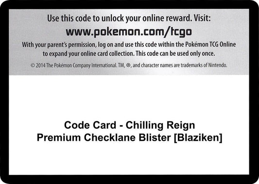 Code Card - Chilling Reign Premium Checklane Blister [Blaziken] - Code Card SWSH06: Chilling Reign