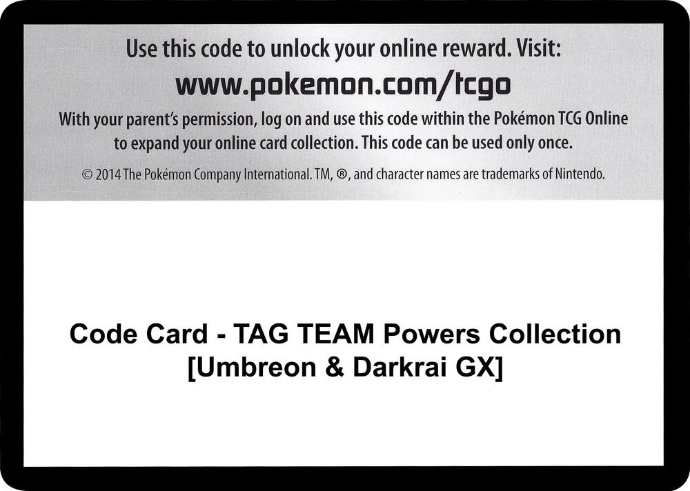 Code Card - TAG TEAM Powers Collection [Umbreon & Darkrai GX] - Code Card Miscellaneous Cards & Products