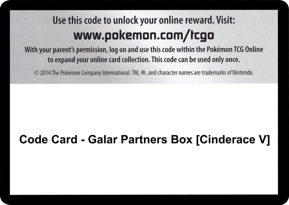 Code Card - Galar Partners Box [Cinderace V] - Code Card SWSH01: Sword & Shield Base Set