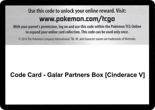 Code Card - Galar Partners Box [Cinderace V] Code Card Sword & Shield Base Set Pokémon card