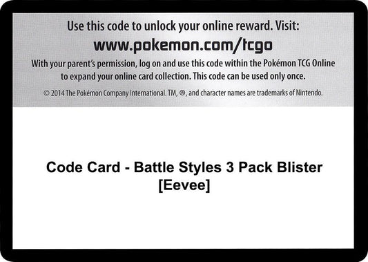 Code Card - Battle Styles 3 Pack Blister [Eevee] - Code Card SWSH05: Battle Styles