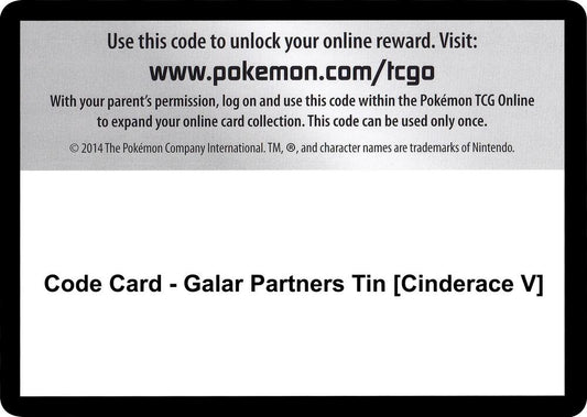 Code Card - Galar Partners Tin [Cinderace V] Code Card Sword & Shield Base Set Pokémon card