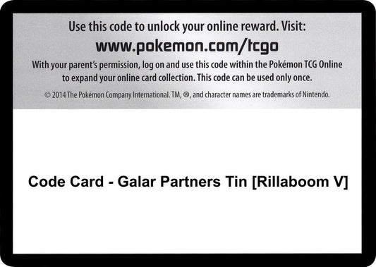 Code Card - Galar Partners Tin [Rillaboom V] - Code Card SWSH01: Sword & Shield Base Set