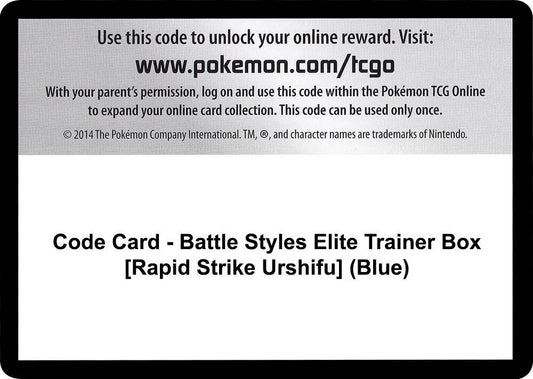 Code Card - Battle Styles Elite Trainer Box [Rapid Strike Urshifu] (Blue) - Code Card SWSH05: Battle Styles