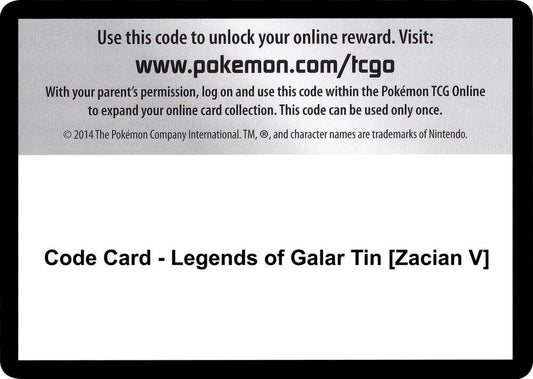 Code Card - Legends of Galar Tin [Zacian V] - Code Card SWSH02: Rebel Clash