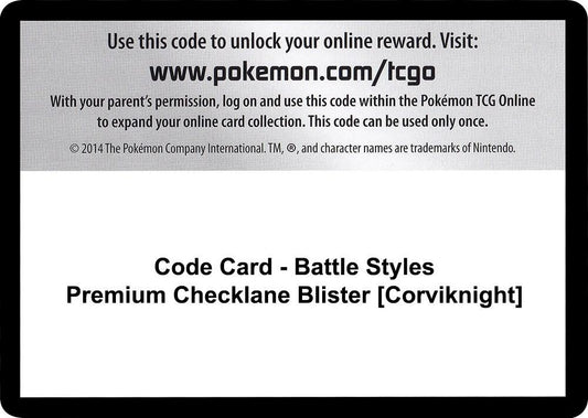 Code Card - Battle Styles Premium Checklane Blister [Corviknight] - Code Card SWSH05: Battle Styles