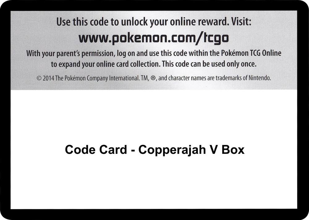Code Card - Copperajah V Box Code Card Rebel Clash Pokémon card
