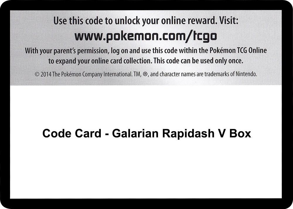 Code Card - Galarian Rapidash V Box - Code Card SWSH05: Battle Styles