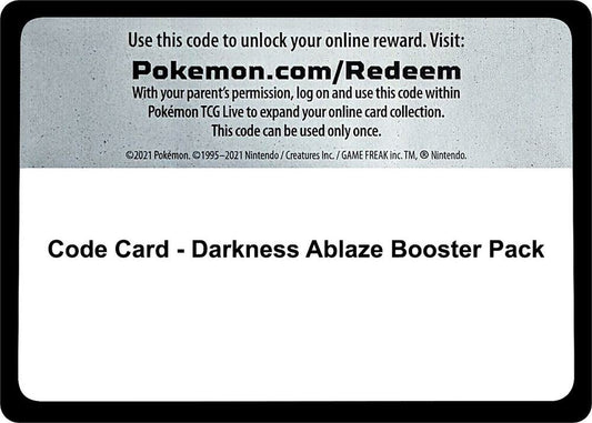 Code Card - Darkness Ablaze Booster Pack Code Card Pokémon card