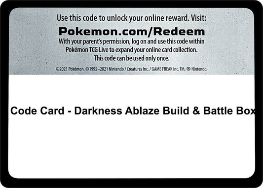 Code Card - Darkness Ablaze Build & Battle Box - Code Card SWSH03: Darkness Ablaze