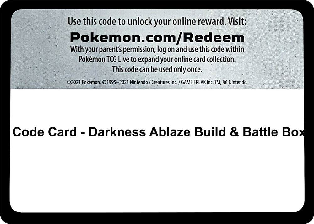 Code Card - Darkness Ablaze Build & Battle Box Code Card Pokémon card