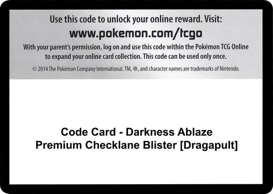 Code Card - Darkness Ablaze Premium Checklane Blister [Dragapult] - Code Card SWSH03: Darkness Ablaze
