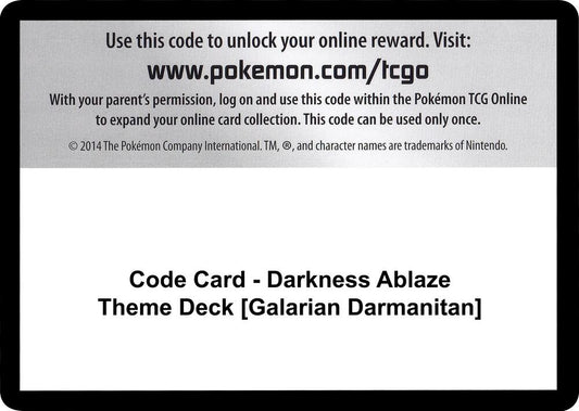 Code Card - Darkness Ablaze Theme Deck [Galarian Darmanitan] - Code Card SWSH03: Darkness Ablaze