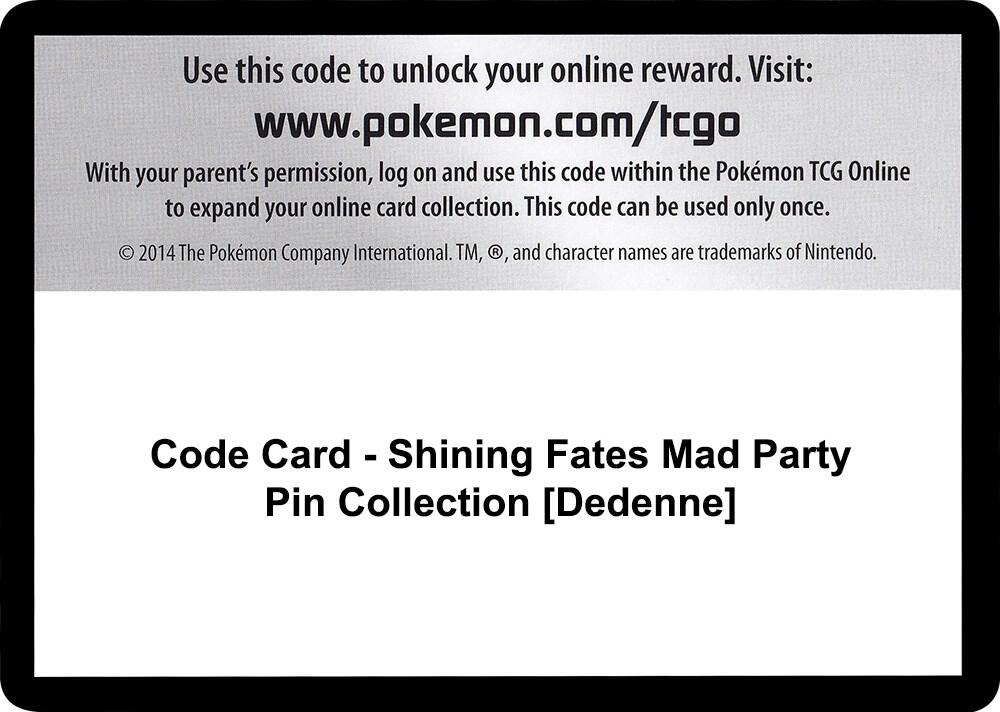 Code Card - Shining Fates Mad Party Pin Collection [Dedenne] - Code Card Shining Fates