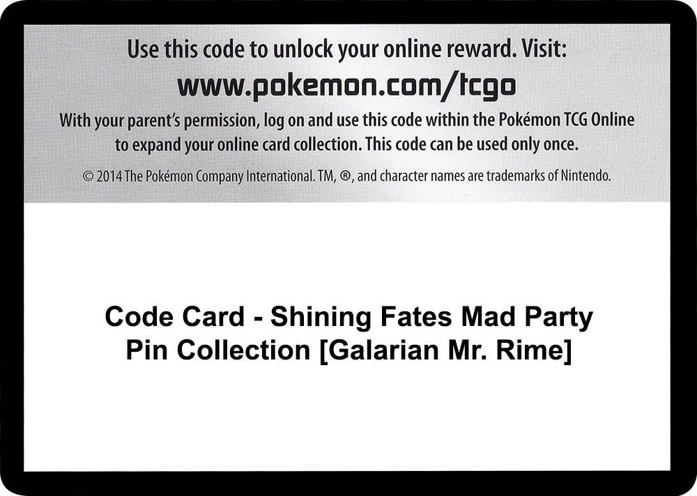 Code Card - Shining Fates Mad Party Pin Collection [Galarian Mr. Rime] - Code Card Shining Fates