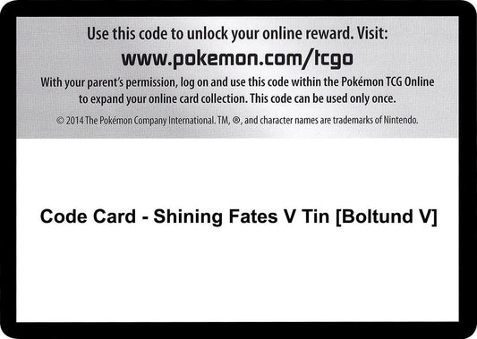 Code Card - Shining Fates V Tin [Boltund V] - Code Card Shining Fates
