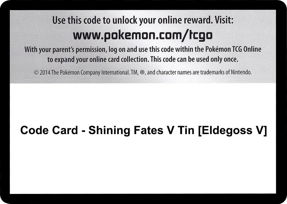Code Card - Shining Fates V Tin [Eldegoss V] - Code Card Shining Fates