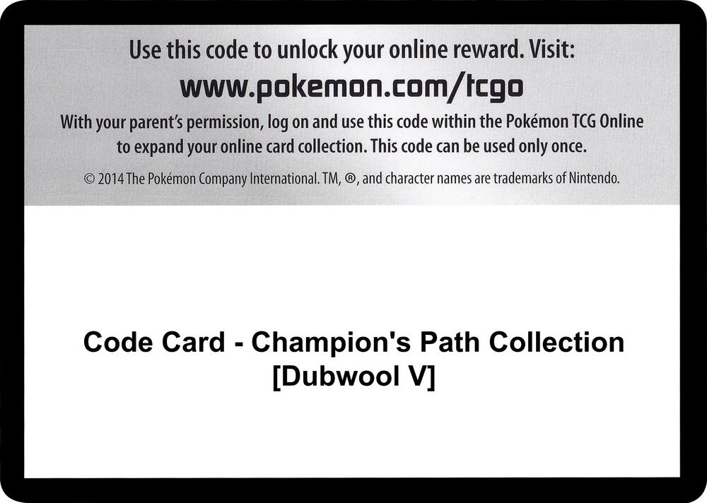 Code Card - Champion's Path Collection [Dubwool V] - Code Card Champion's Path