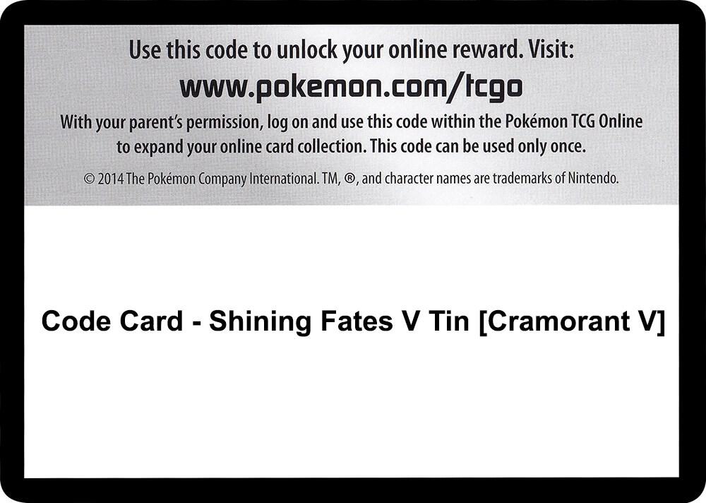 Code Card - Shining Fates V Tin [Cramorant V] - Code Card Shining Fates