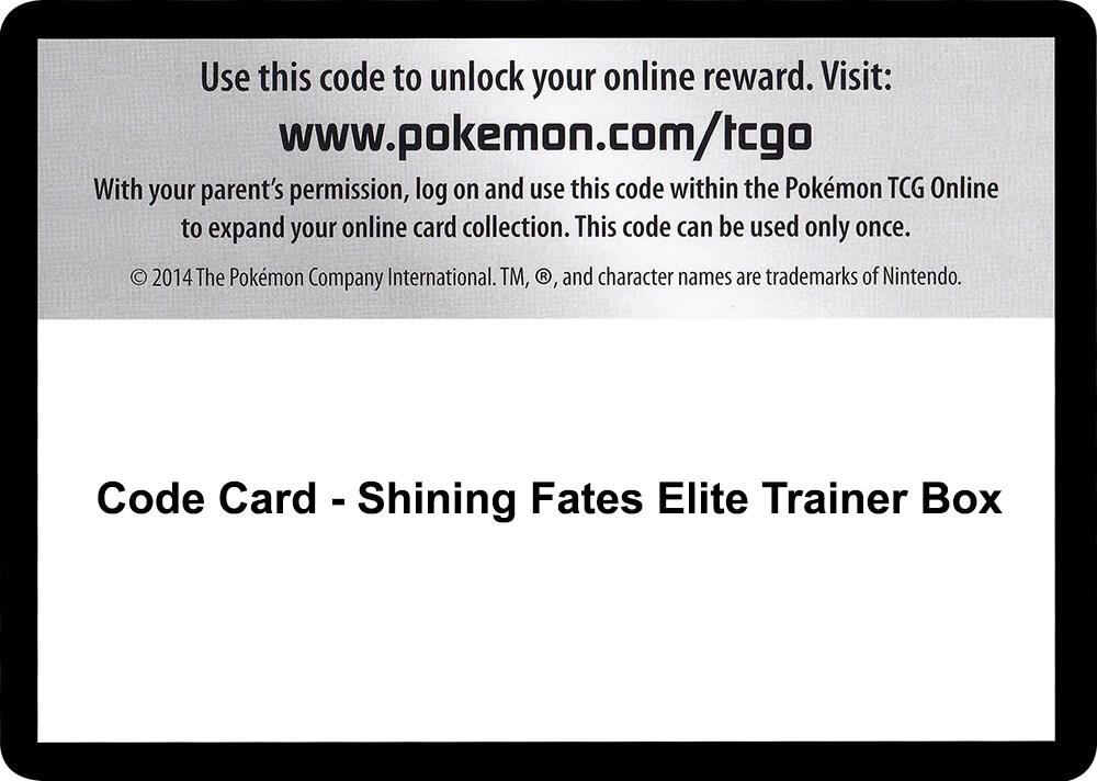 Code Card - Shining Fates Elite Trainer Box - Code Card Shining Fates