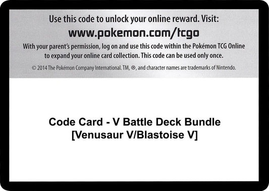 Code Card - V Battle Deck Bundle [Venusaur V/Blastoise V] Code Card Miscellaneous Cards & Products
