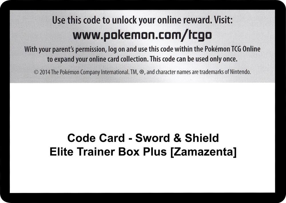 Code Card - Sword & Shield Elite Trainer Box Plus [Zamazenta] - Code Card SWSH04: Vivid Voltage