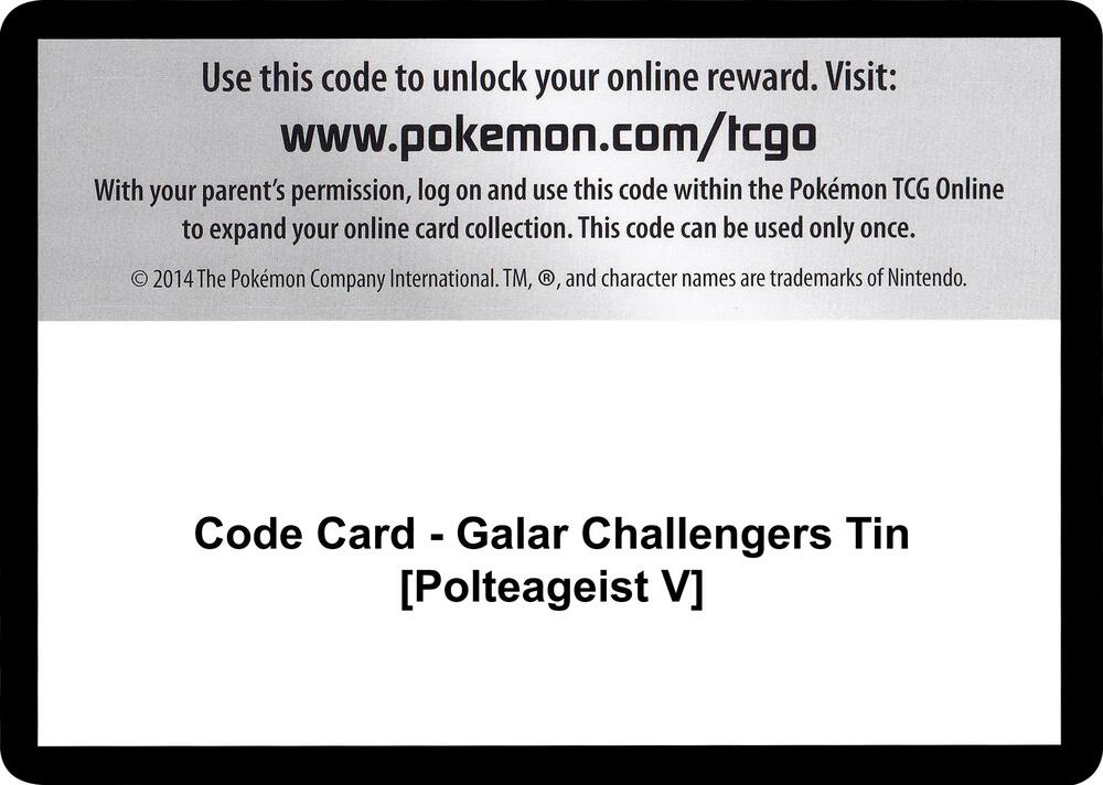 Code Card - Galar Challengers Tin [Polteageist V] - Code Card Miscellaneous Cards & Products