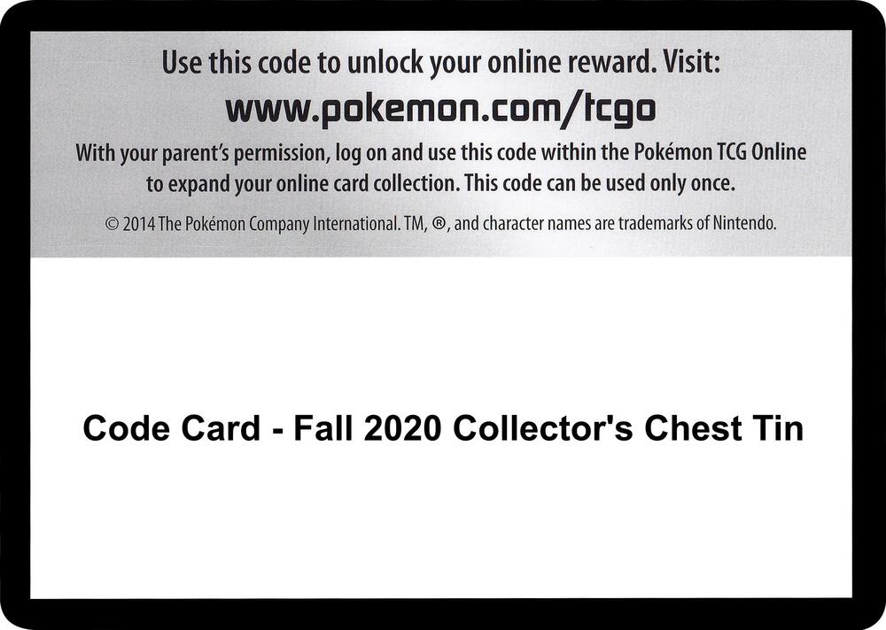Code Card - Fall 2020 Collector's Chest Tin Code Card Vivid Voltage Pokémon card