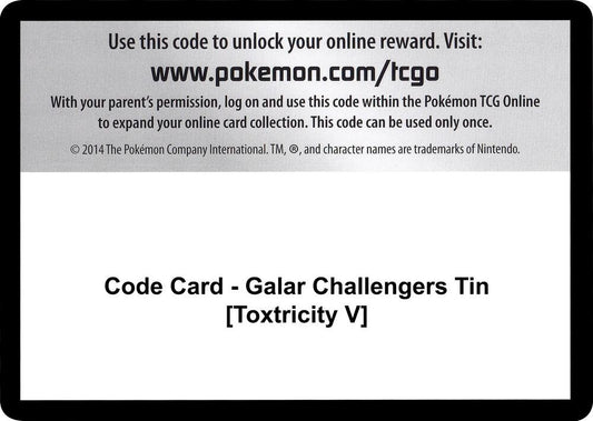 Code Card - Galar Challengers Tin [Toxtricity V] - Code Card Miscellaneous Cards & Products
