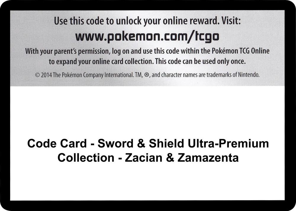 Code Card - Sword & Shield Ultra-Premium Collection - Zacian & Zamazenta - Code Card Miscellaneous Cards & Products