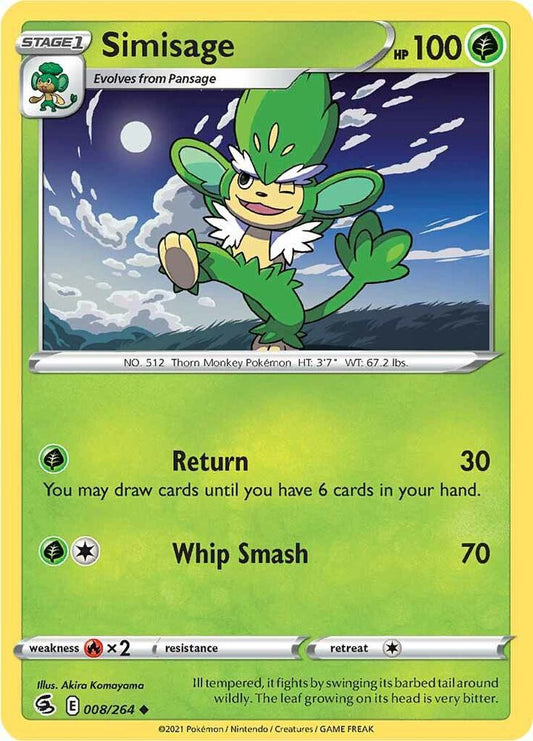 Simisage 008/264 Uncommon Fusion Strike Pokémon card