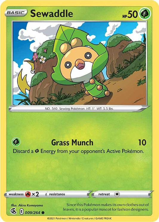 Sewaddle 009/264 Common Fusion Strike Pokémon card