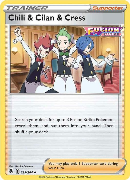 Chili & Cilan & Cress 227/264 Uncommon Fusion Strike Pokémon card