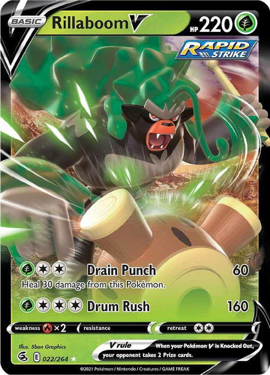 Rillaboom V 022/264 Ultra Rare Fusion Strike Pokémon card