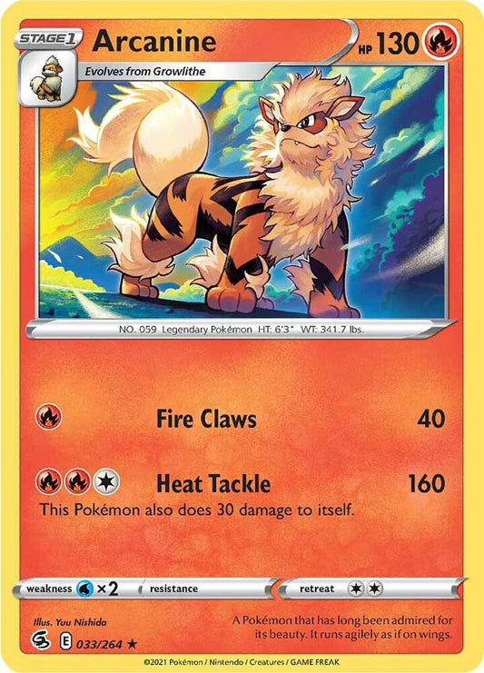 Arcanine 033/264 Rare Fusion Strike Pokémon card