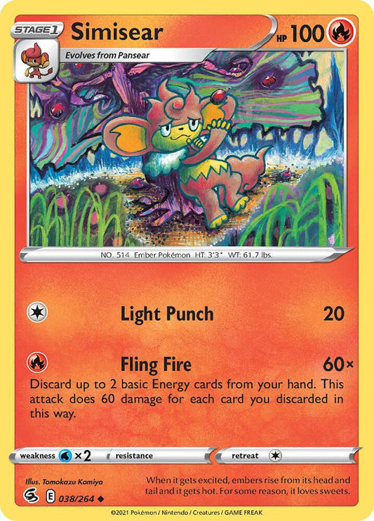 Simisear 038/264 Uncommon Fusion Strike Pokémon card