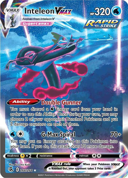 Inteleon VMAX (Alternate Art Secret) 266/264 Secret Rare Fusion Strike Pokémon card