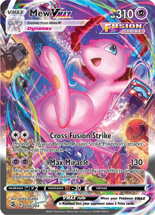 Mew VMAX (Alternate Art Secret) 269/264 Secret Rare Fusion Strike Pokémon card