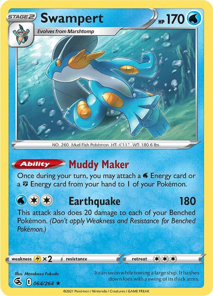 Swampert 064/264 Holo Rare Fusion Strike Pokémon card