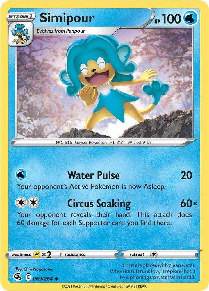Simipour 069/264 Uncommon Fusion Strike Pokémon card