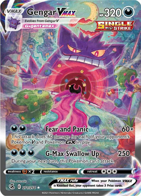 Gengar VMAX (Alternate Art Secret) 271/264 Secret Rare Fusion Strike Pokémon card