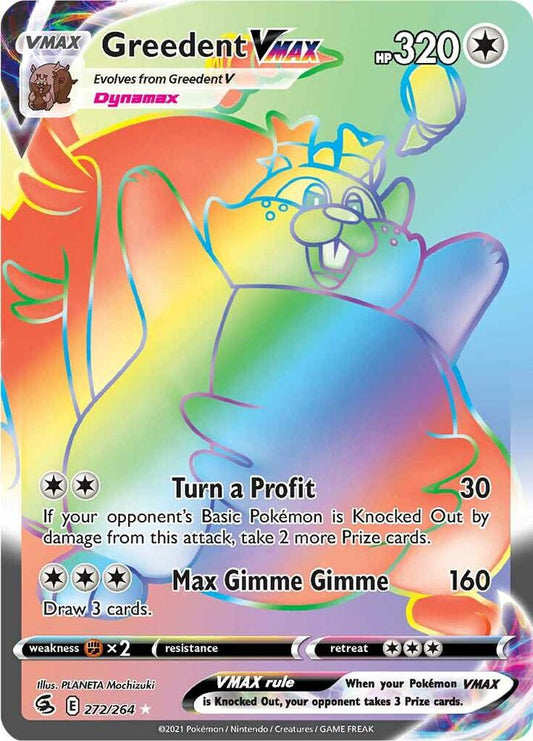 Greedent VMAX (Secret) 272/264 Secret Rare Fusion Strike Pokémon card