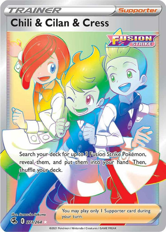 Chili & Cilan & Cress (Secret) 273/264 Secret Rare Fusion Strike Pokémon card