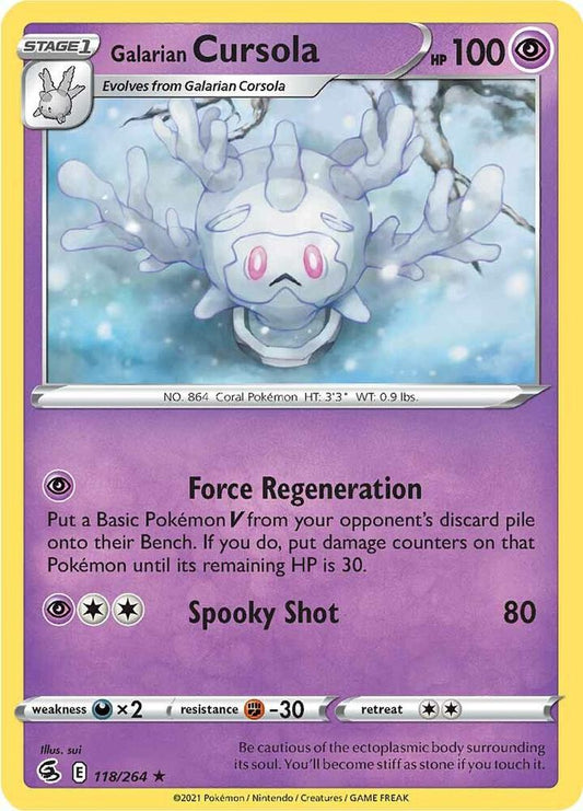 Galarian Cursola 118/264 Rare Fusion Strike Pokémon card