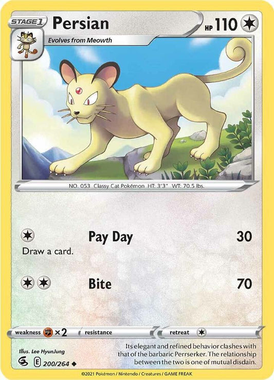 Persian 200/264 Uncommon Fusion Strike Pokémon card