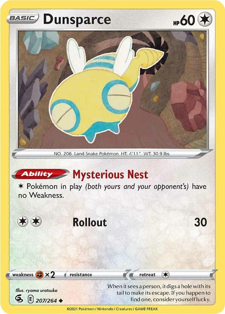 Dunsparce 207/264 Uncommon Fusion Strike Pokémon card